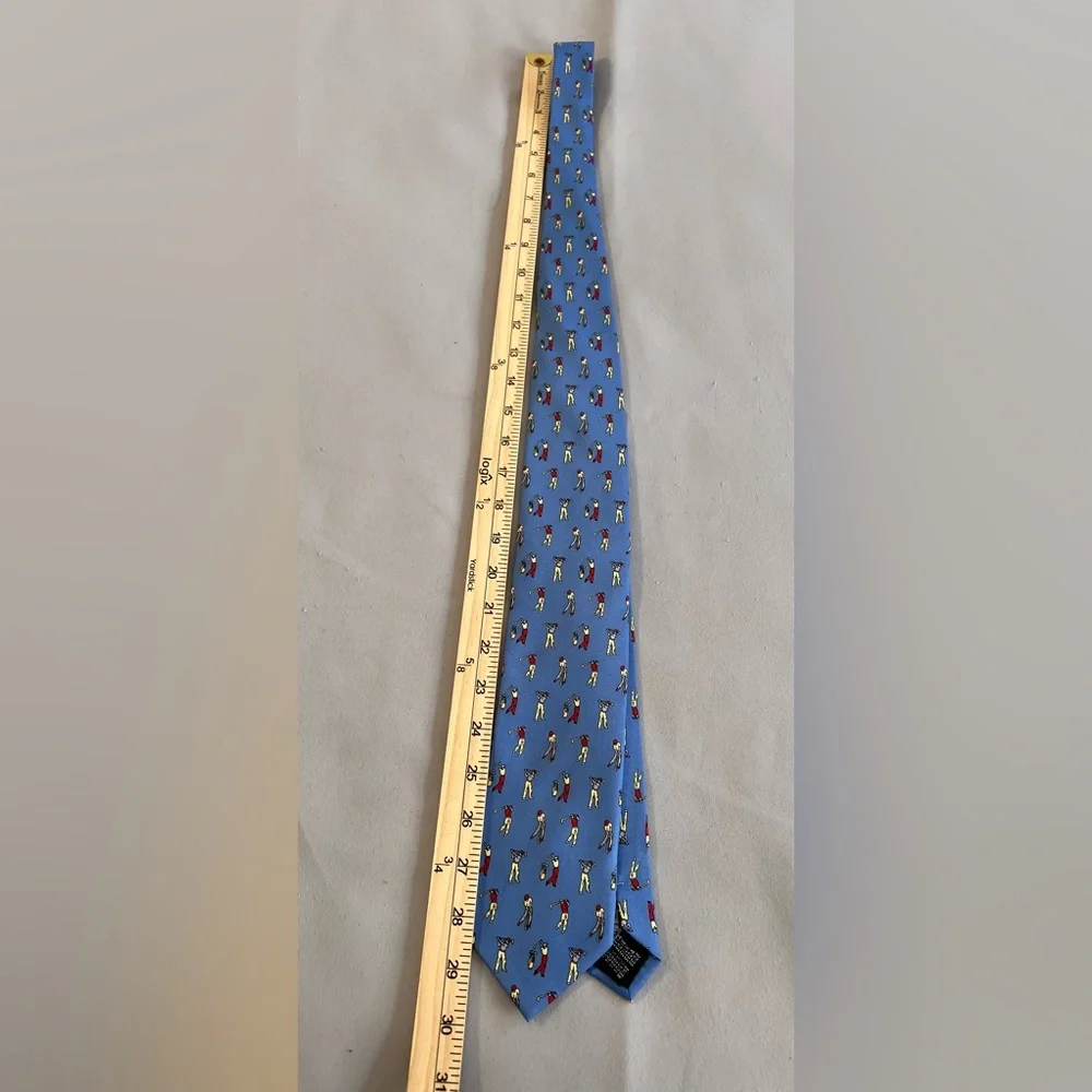 Vintage Firenze Mens Tie Necktie Blue‎ Large 100% Silk golf player